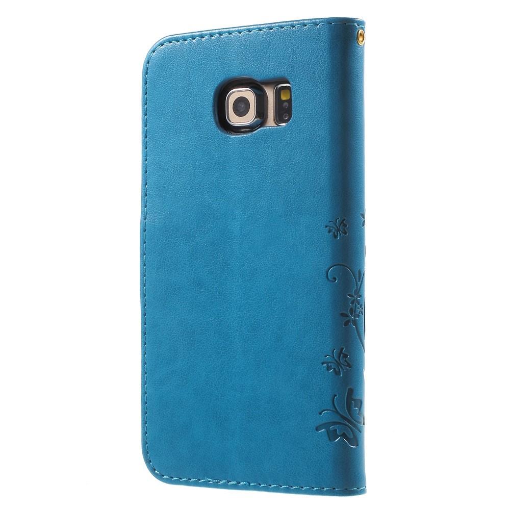 Samsung Galaxy S6 Edge Leren vlinderhoesje Blauw