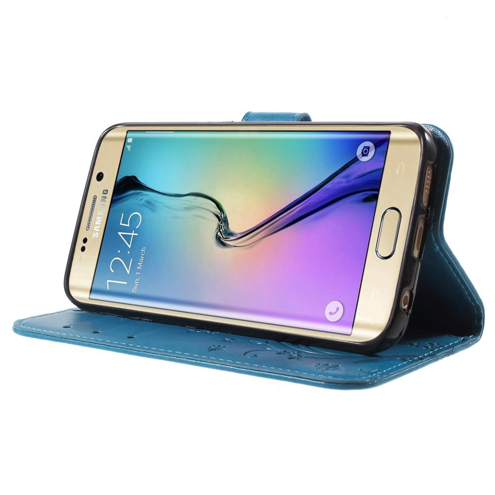 Samsung Galaxy S6 Edge Leren vlinderhoesje Blauw