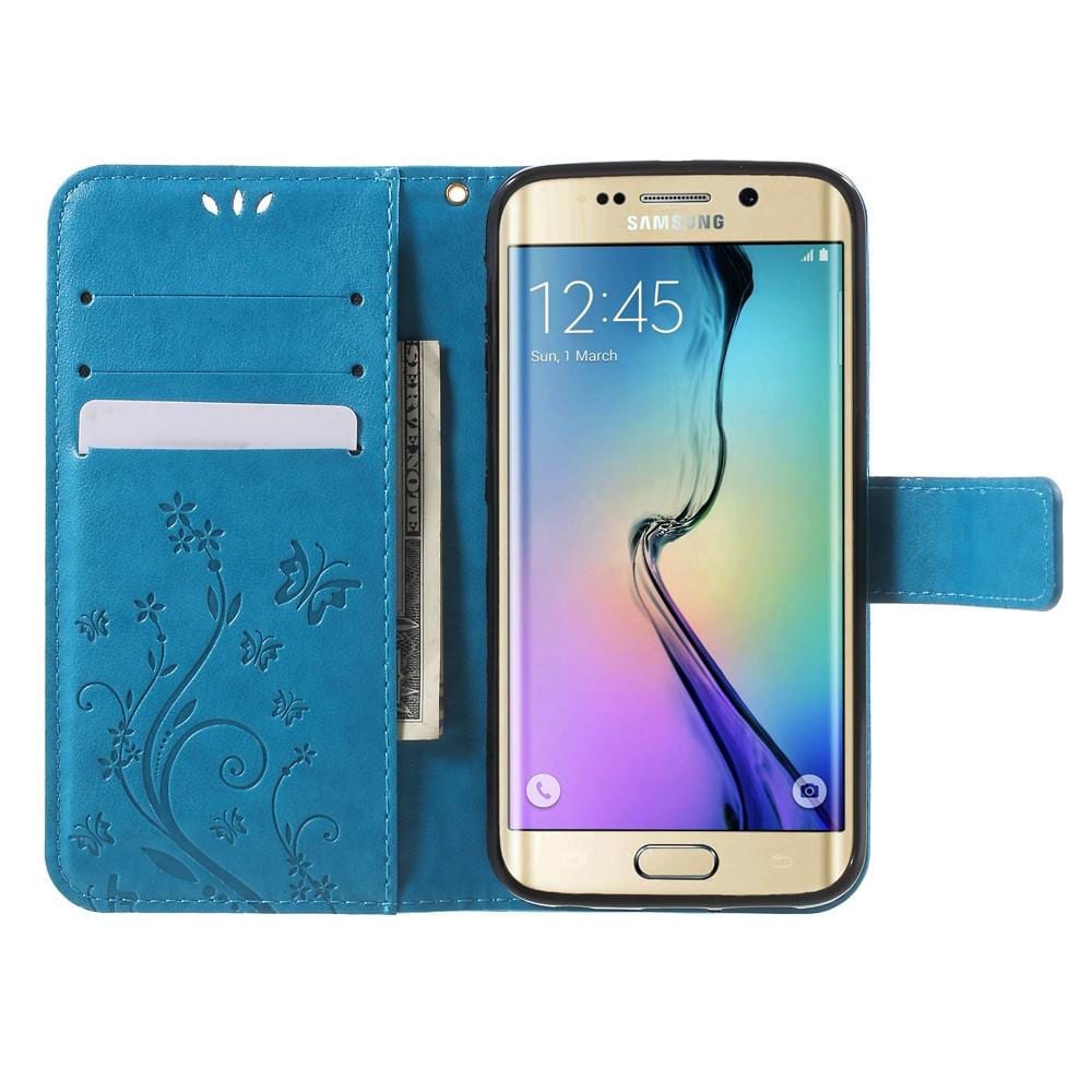 Samsung Galaxy S6 Edge Leren vlinderhoesje Blauw