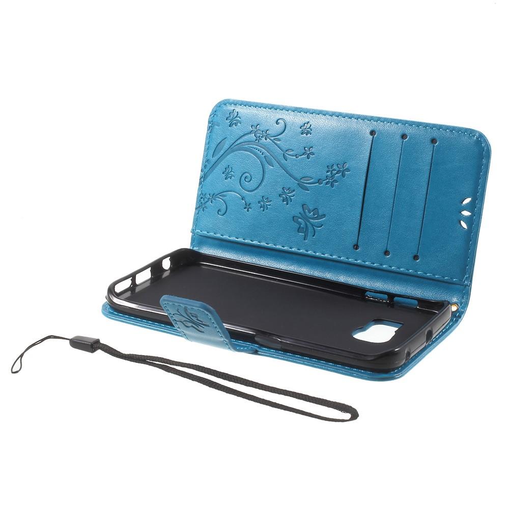 Samsung Galaxy S6 Edge Leren vlinderhoesje Blauw