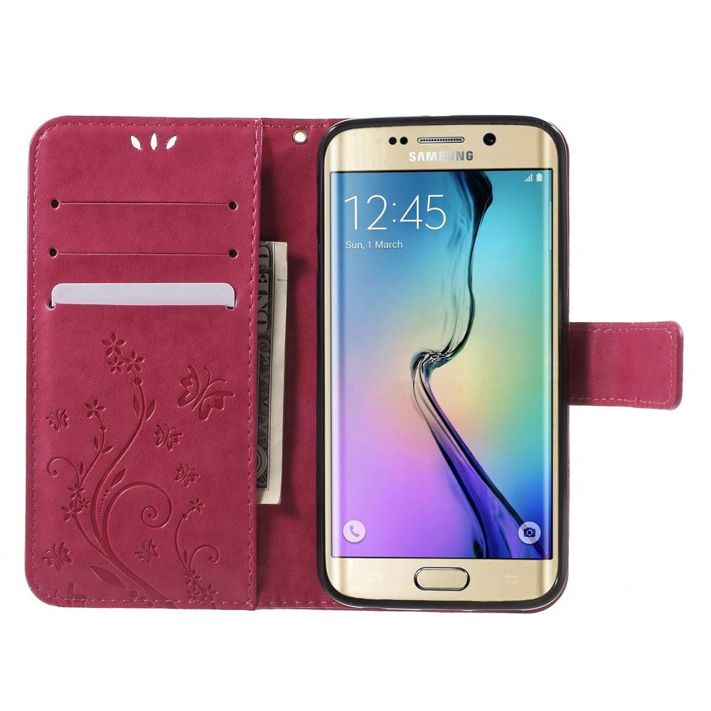Samsung Galaxy S6 Edge Leren vlinderhoesje Roze