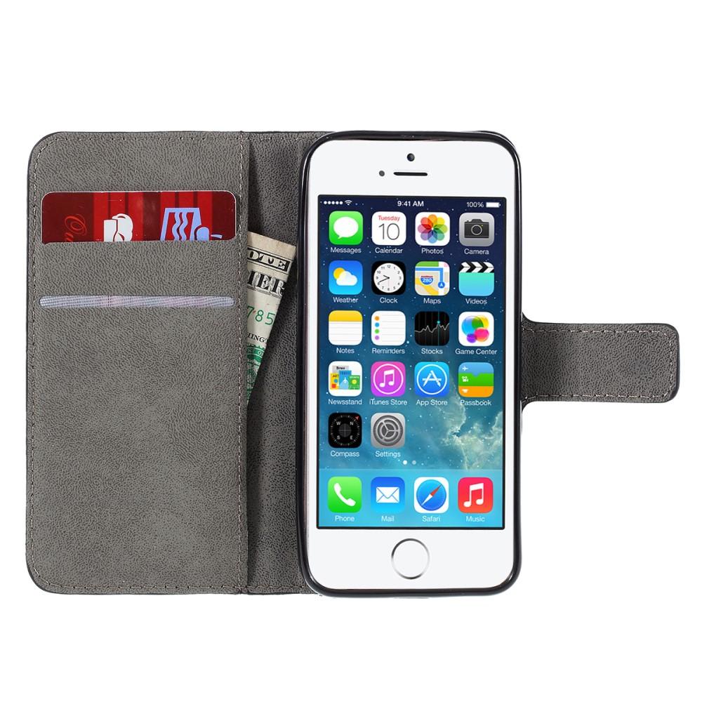 iPhone 5/5S/SE Leren hoesje Bookcover Zwart