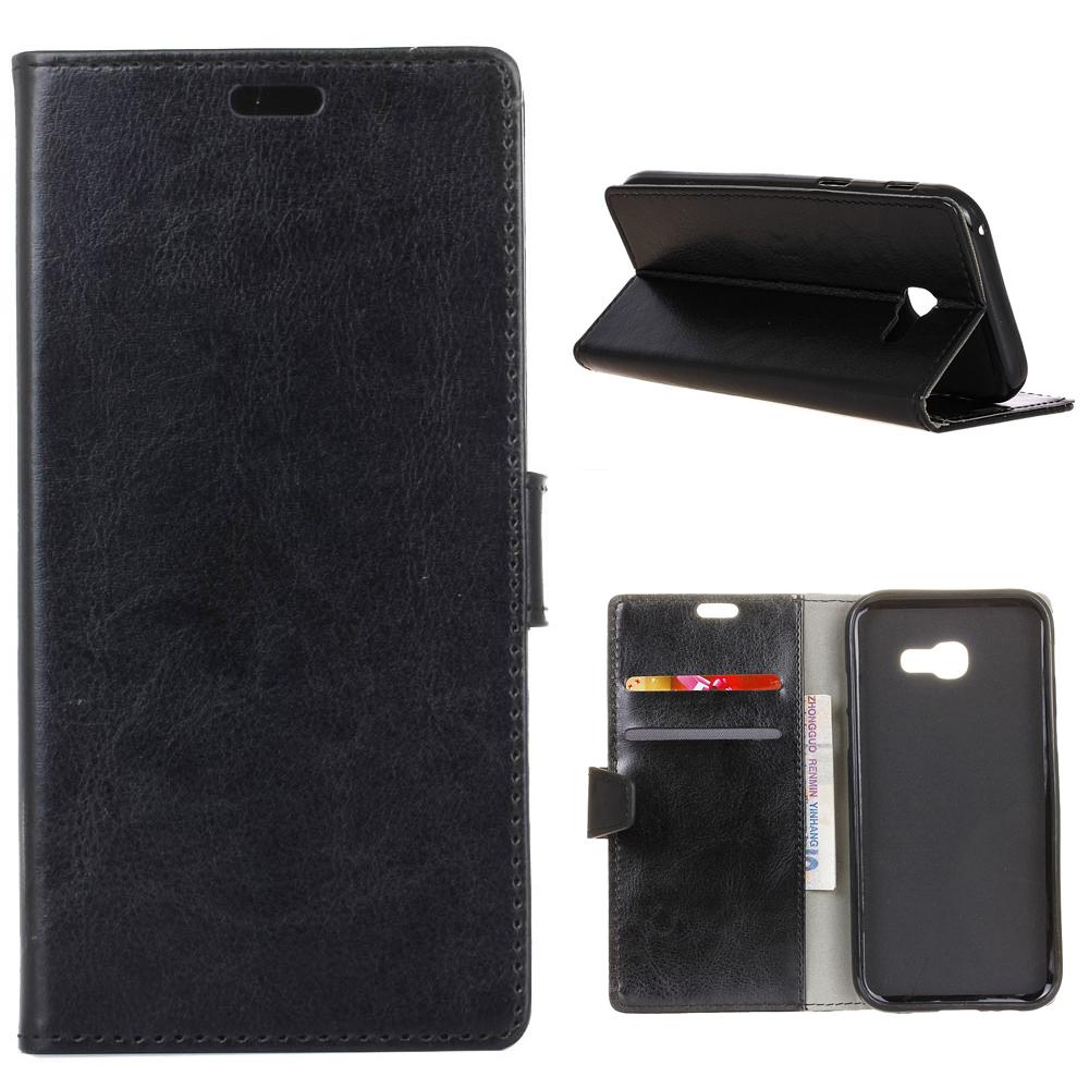 Samsung Galaxy Xcover 4/4s Leren hoesje Bookcover Zwart