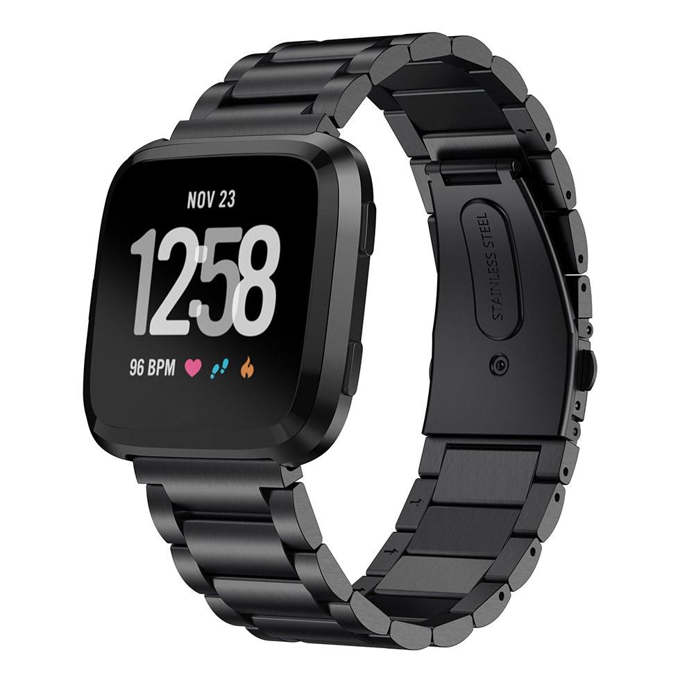 Fitbit Versa/Versa Lite/Versa 2 Metalen Armband Zwart