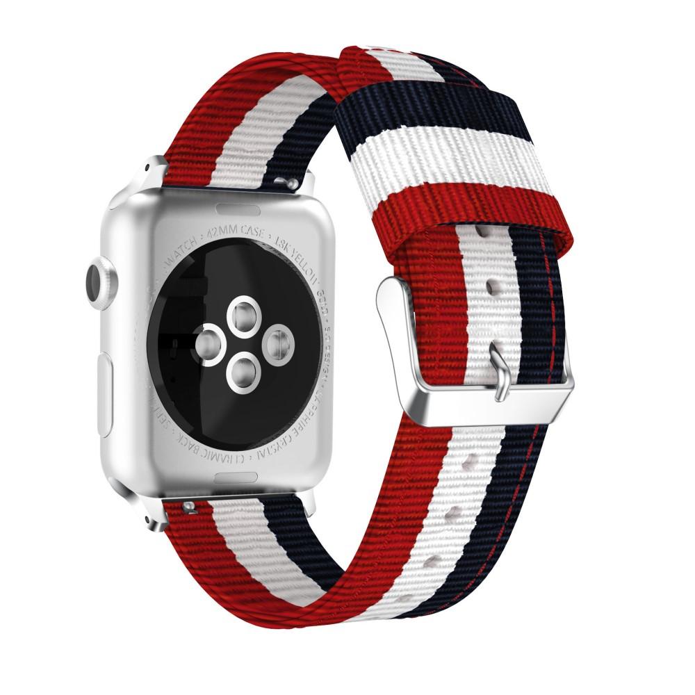 Apple Watch 41mm Series 7 Nylon bandje blauw/wit/rood