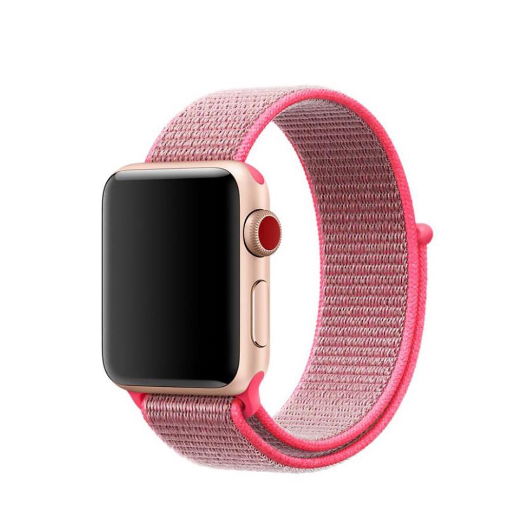 Apple Watch SE 44mm Nylon bandje roze