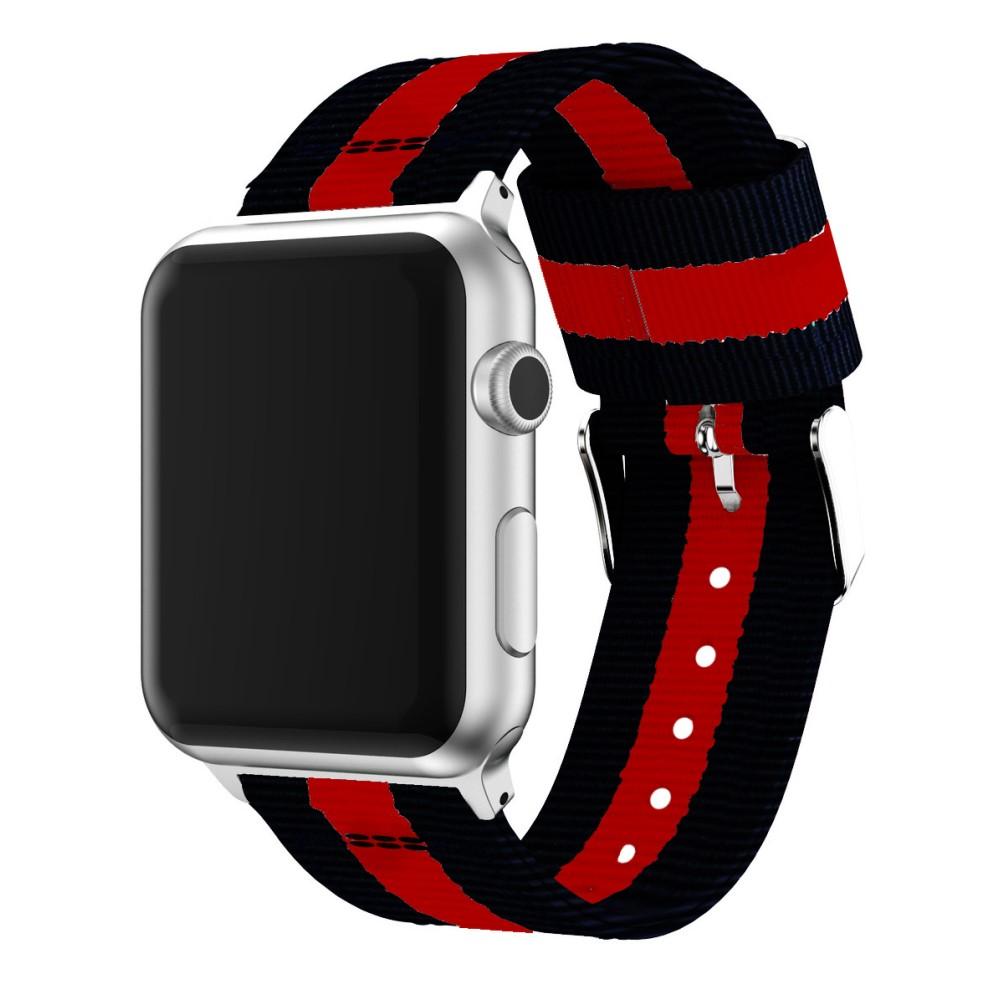 Apple Watch 44mm Nylon bandje zwart/rood