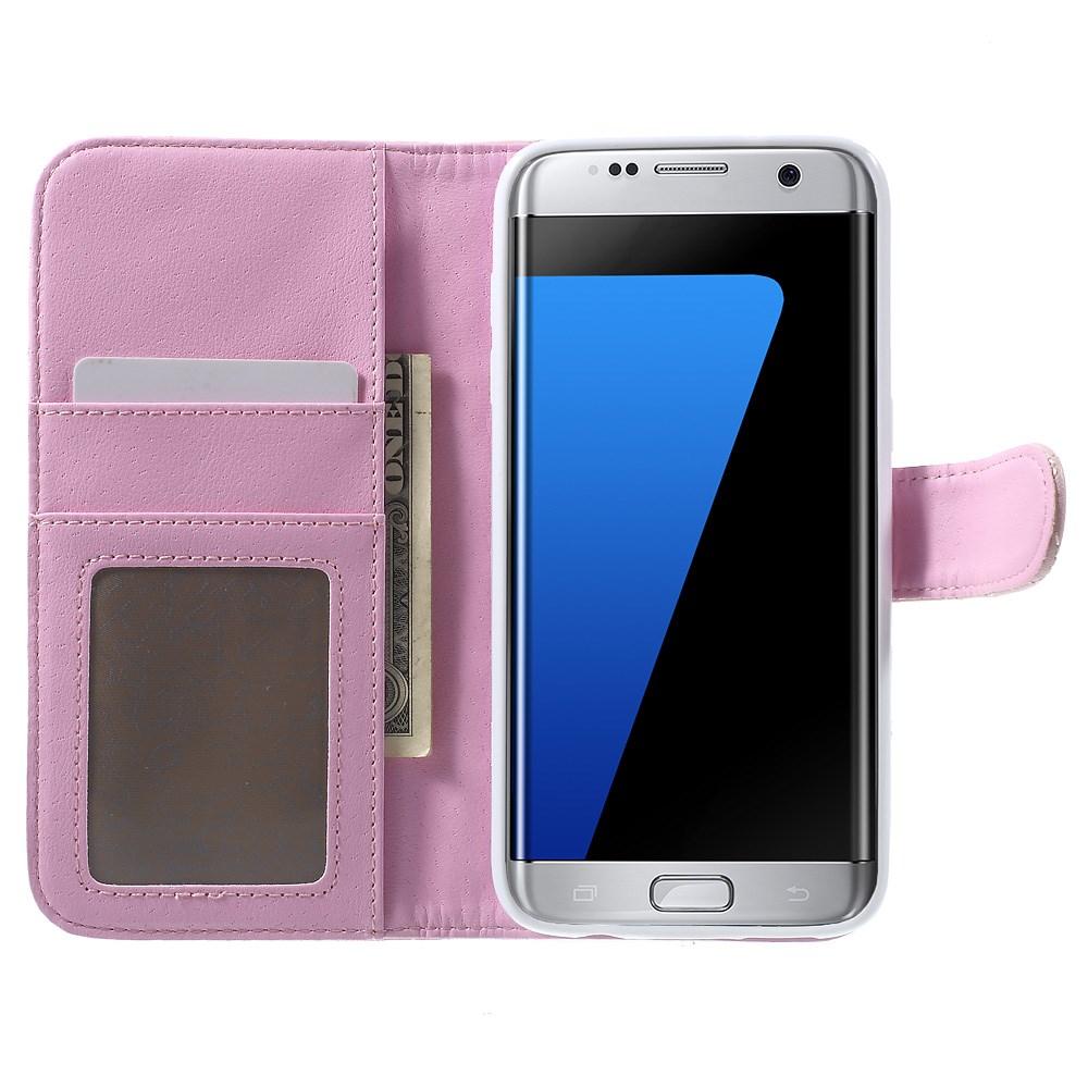 Samsung Galaxy S7 Edge Bookcover hoesje Gewatteerd roze