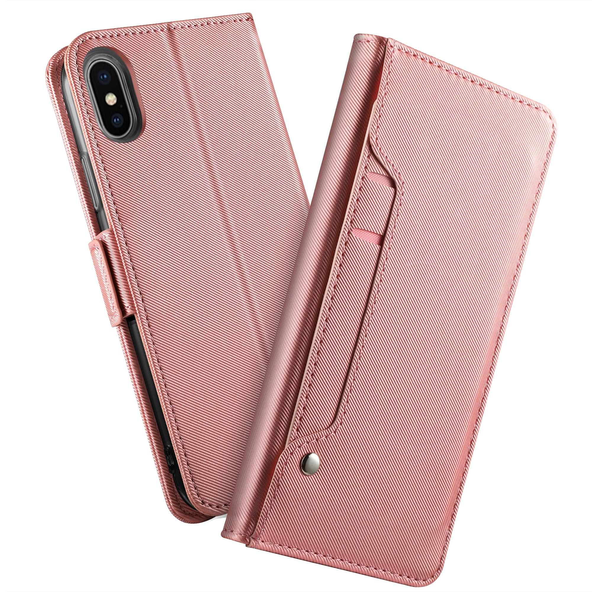 iPhone Xr Bookcover Hoesje met Spiegel Roze goud