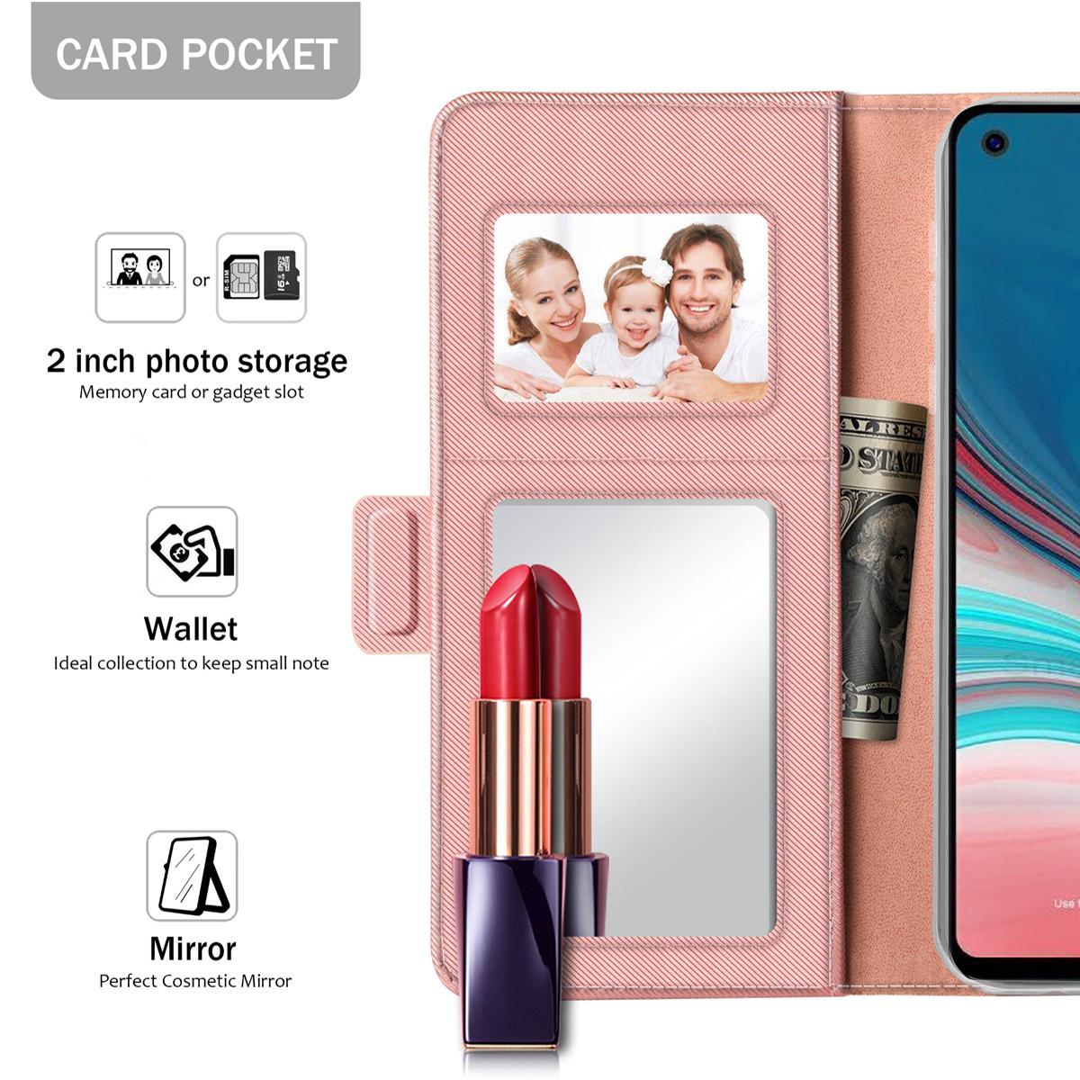 Samsung Galaxy A40 Bookcover Hoesje met Spiegel Roze goud