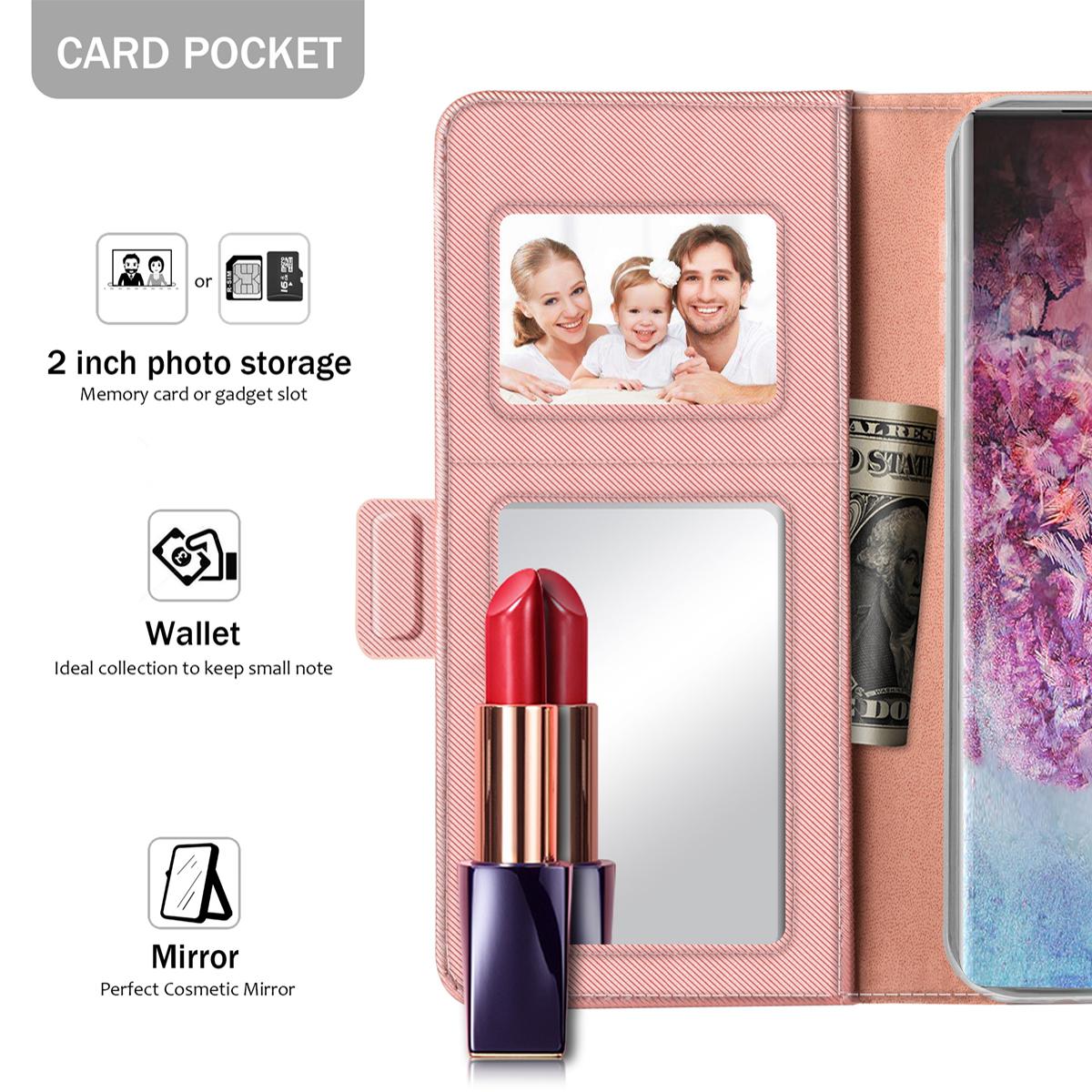 Samsung Galaxy Note 10 Plus Bookcover Hoesje met Spiegel Roze goud