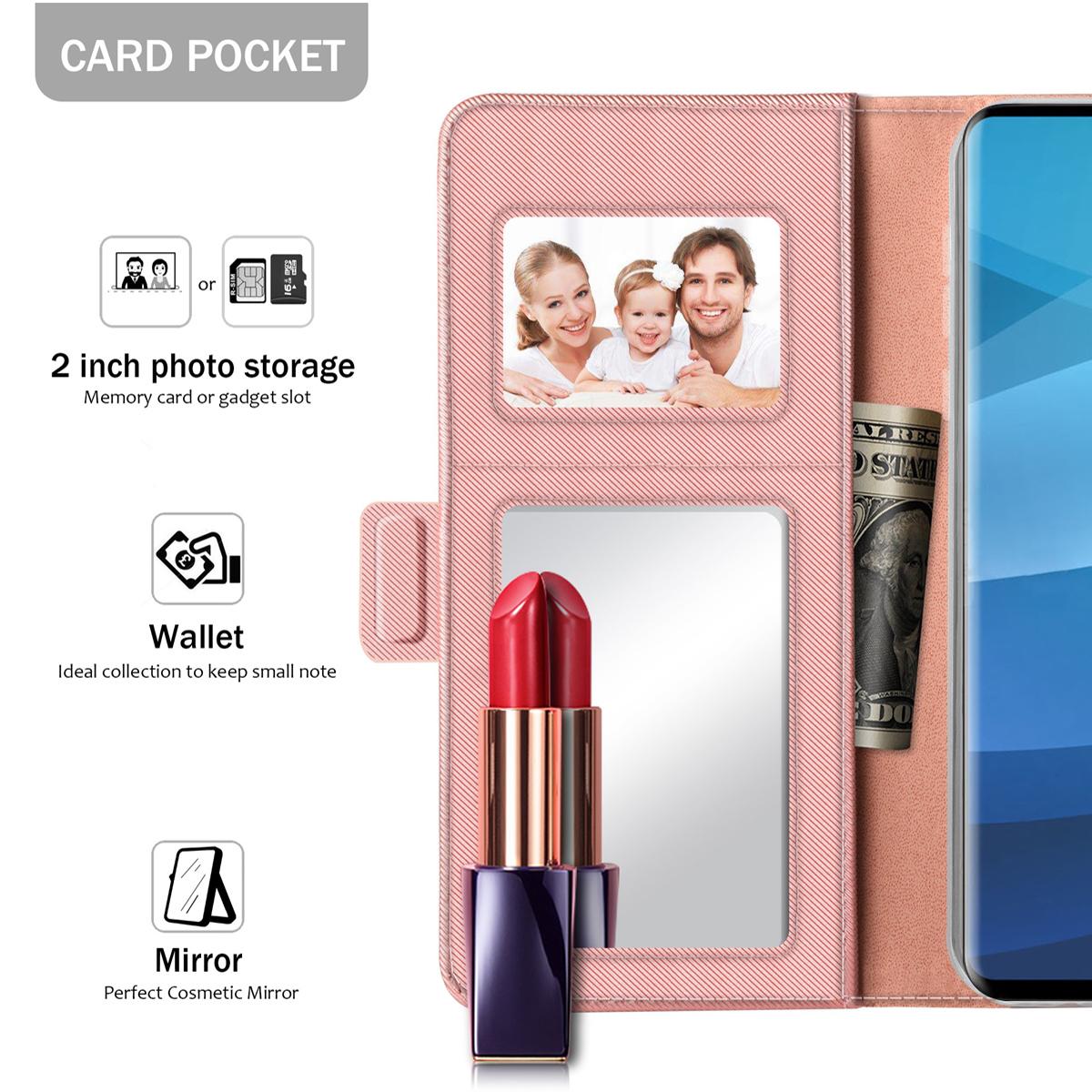 Samsung Galaxy S10 Plus Bookcover Hoesje met Spiegel Roze goud