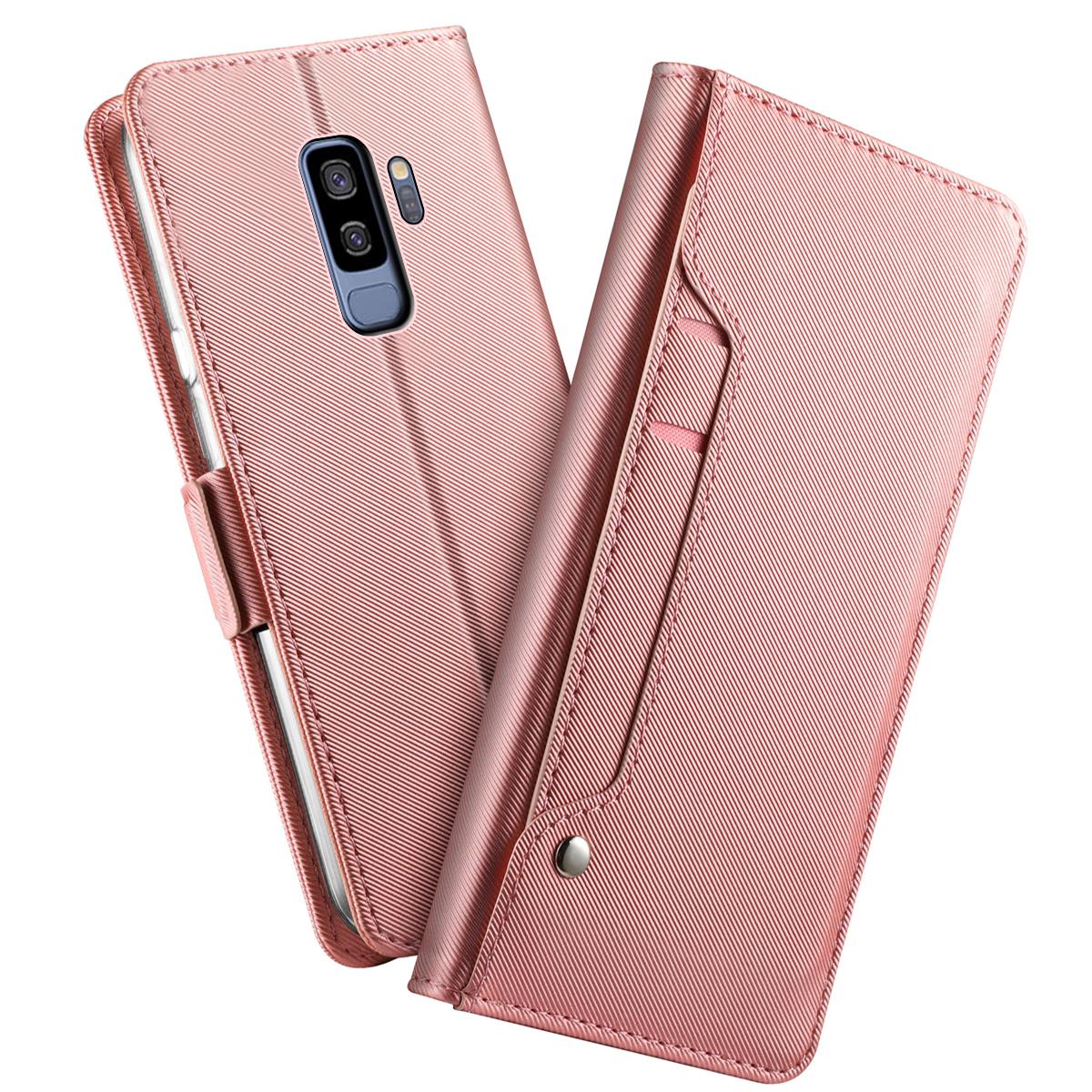 Samsung Galaxy S9 Plus Bookcover Hoesje met Spiegel Roze goud