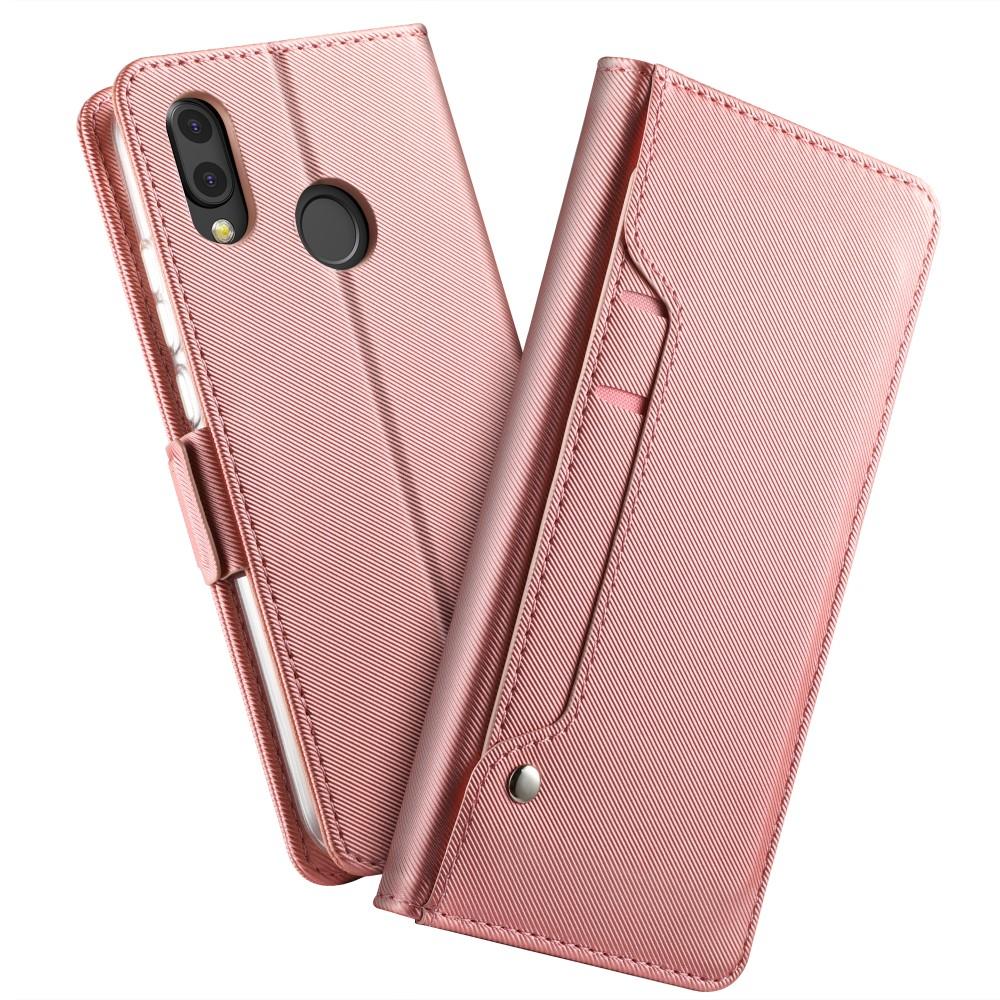 Huawei P20 Lite Bookcover Hoesje met Spiegel Roze goud