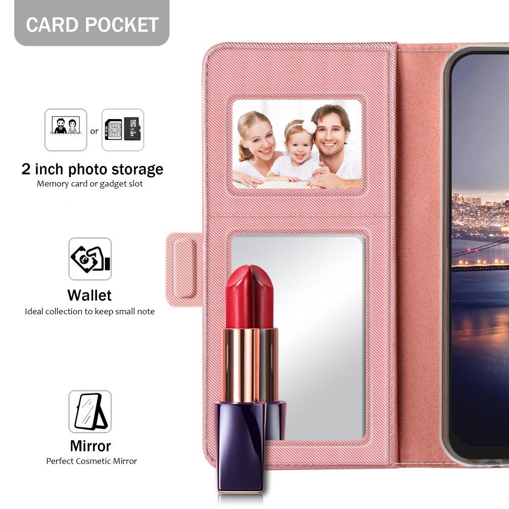 Huawei P20 Lite Bookcover Hoesje met Spiegel Roze goud