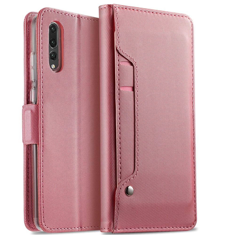 Huawei P20 Pro Bookcover Hoesje met Spiegel Roze goud