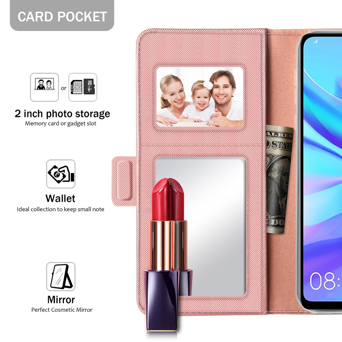 Huawei P30 Lite Bookcover Hoesje met Spiegel Roze goud