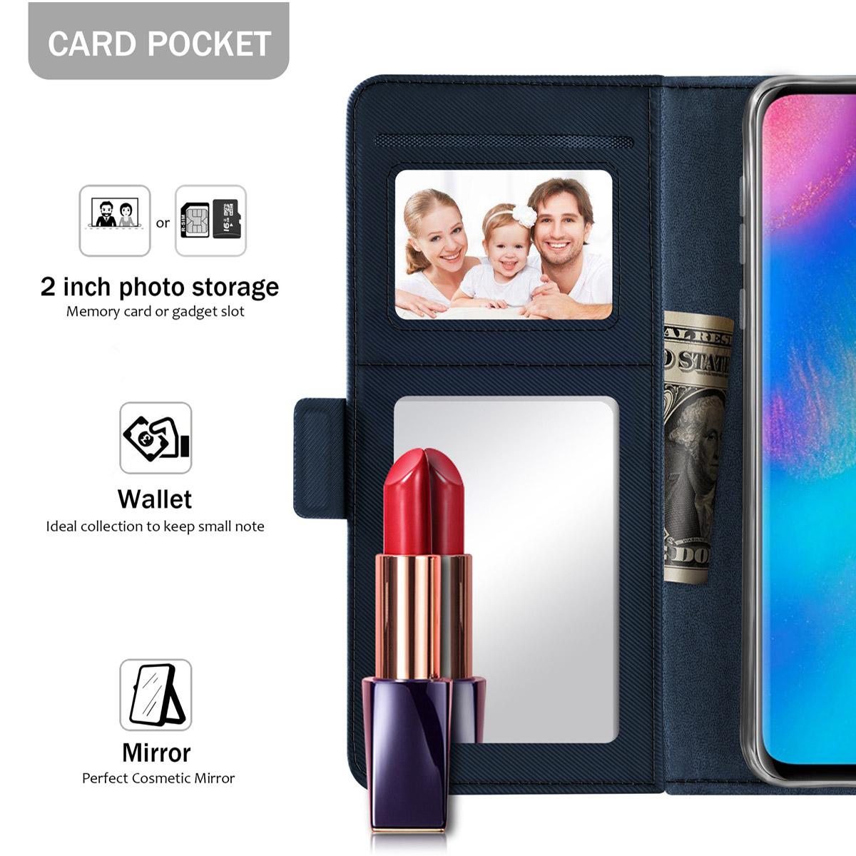 Huawei P30 Pro Bookcover Hoesje met Spiegel Zwart