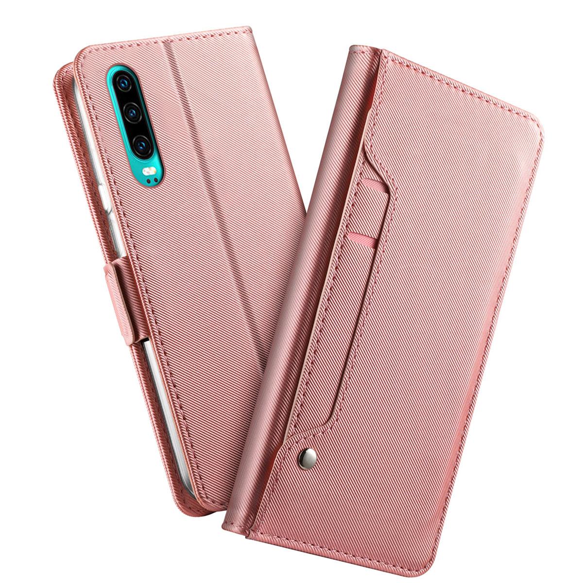 Huawei P30 Bookcover Hoesje met Spiegel Roze goud