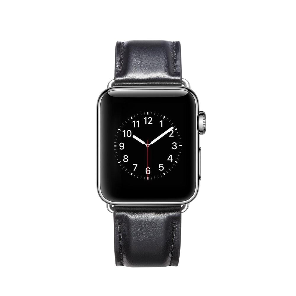 Apple Watch 45mm Series 8 Premium Leather bandje Zwart