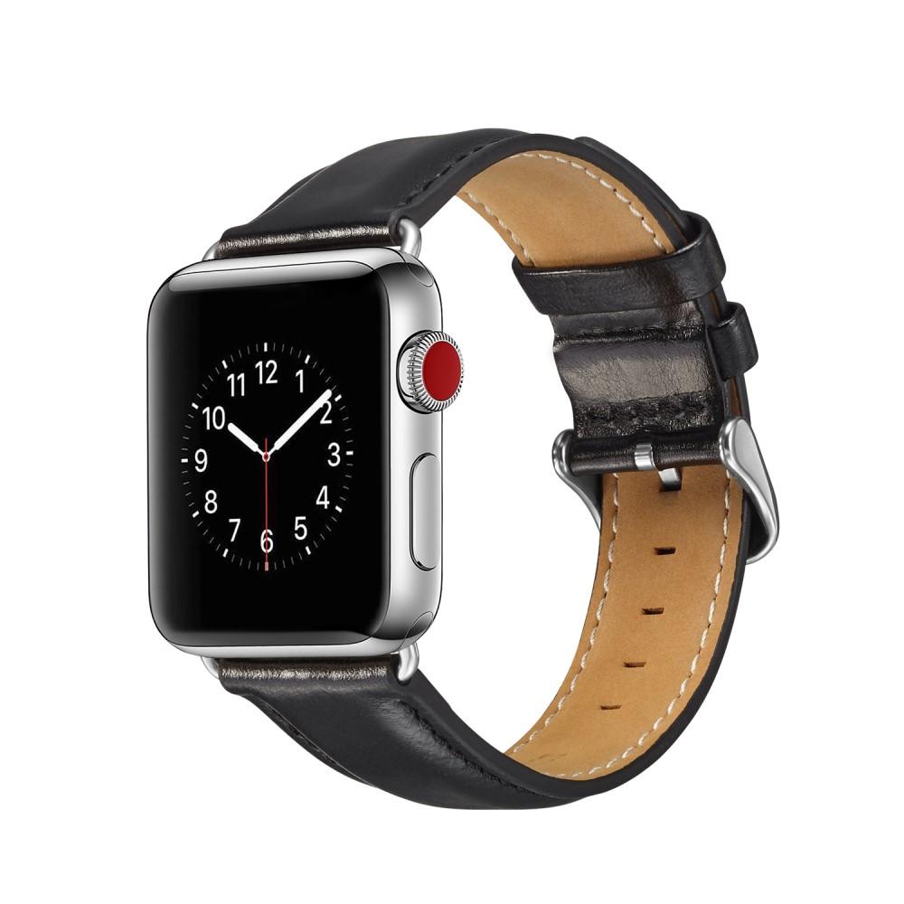 Apple Watch 45mm Series 8 Premium Leather bandje Zwart
