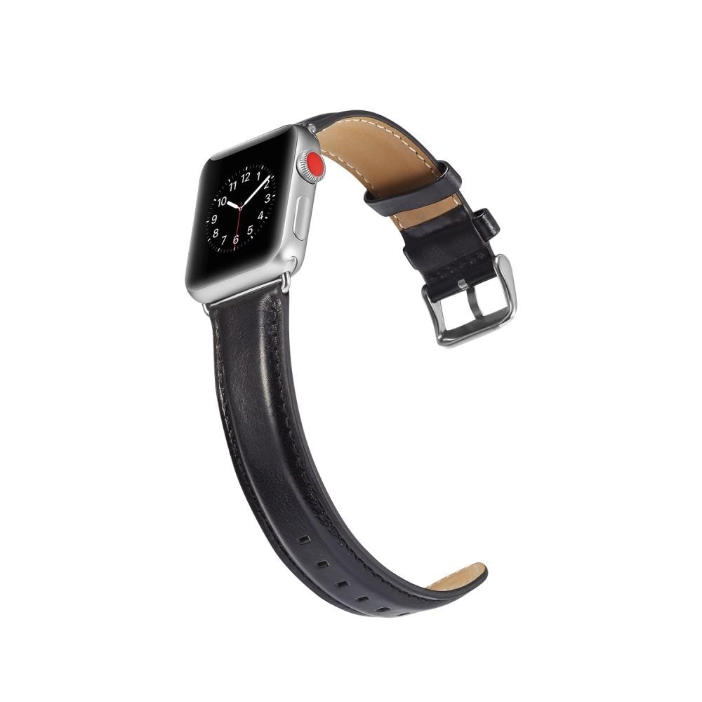 Apple Watch 45mm Series 8 Premium Leather bandje Zwart