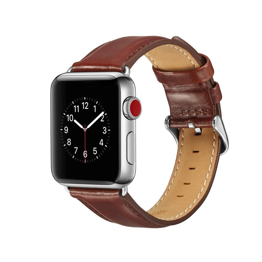 Apple Watch SE 44mm Premium Leather bandje Brown