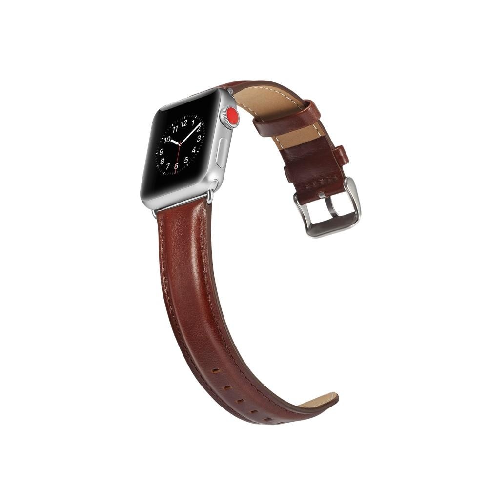 Apple Watch SE 44mm Premium Leather bandje Brown