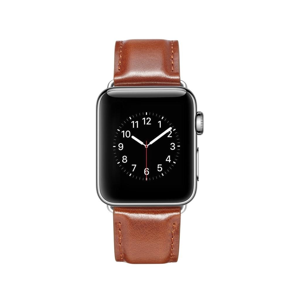 Apple Watch SE 44mm Premium Leather bandje Cognac