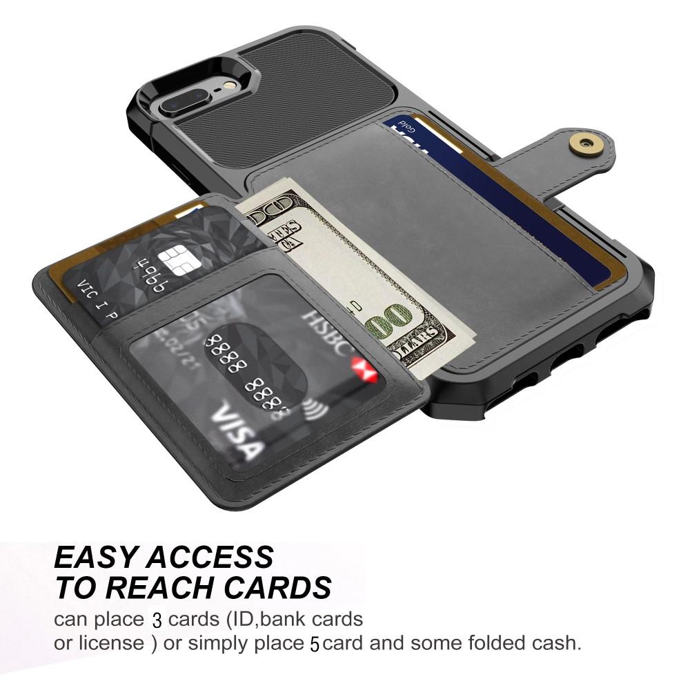 iPhone 7 Plus/iPhone 6 Plus/6S Plu/iPhone 8 Plus Tough Multi-slot Hoesje Zwart