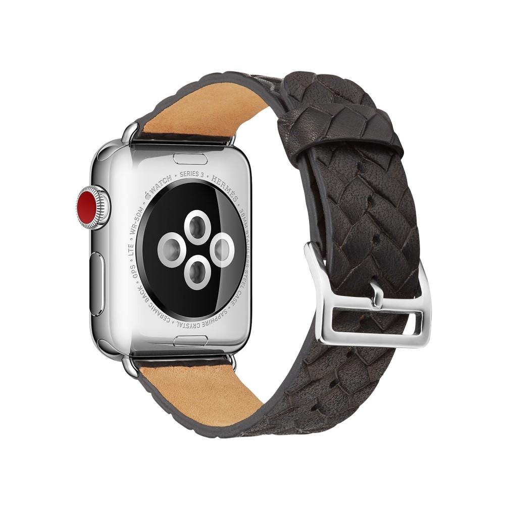 Apple Watch 45mm Series 7 Woven Leather Band zwart