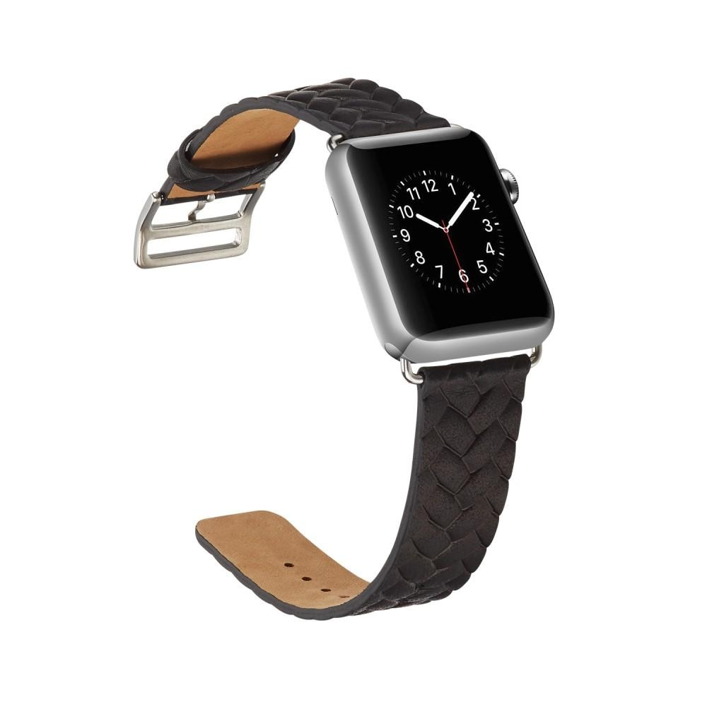 Apple Watch 45mm Series 7 Woven Leather Band zwart