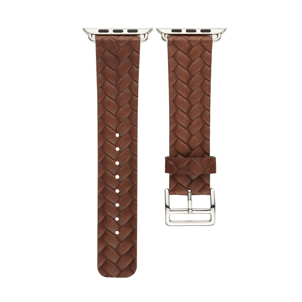 Apple Watch 45mm Series 8 Woven Leather Band Bruin