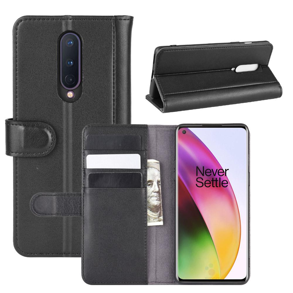  OnePlus 8 Echt lederen hoesje Zwart