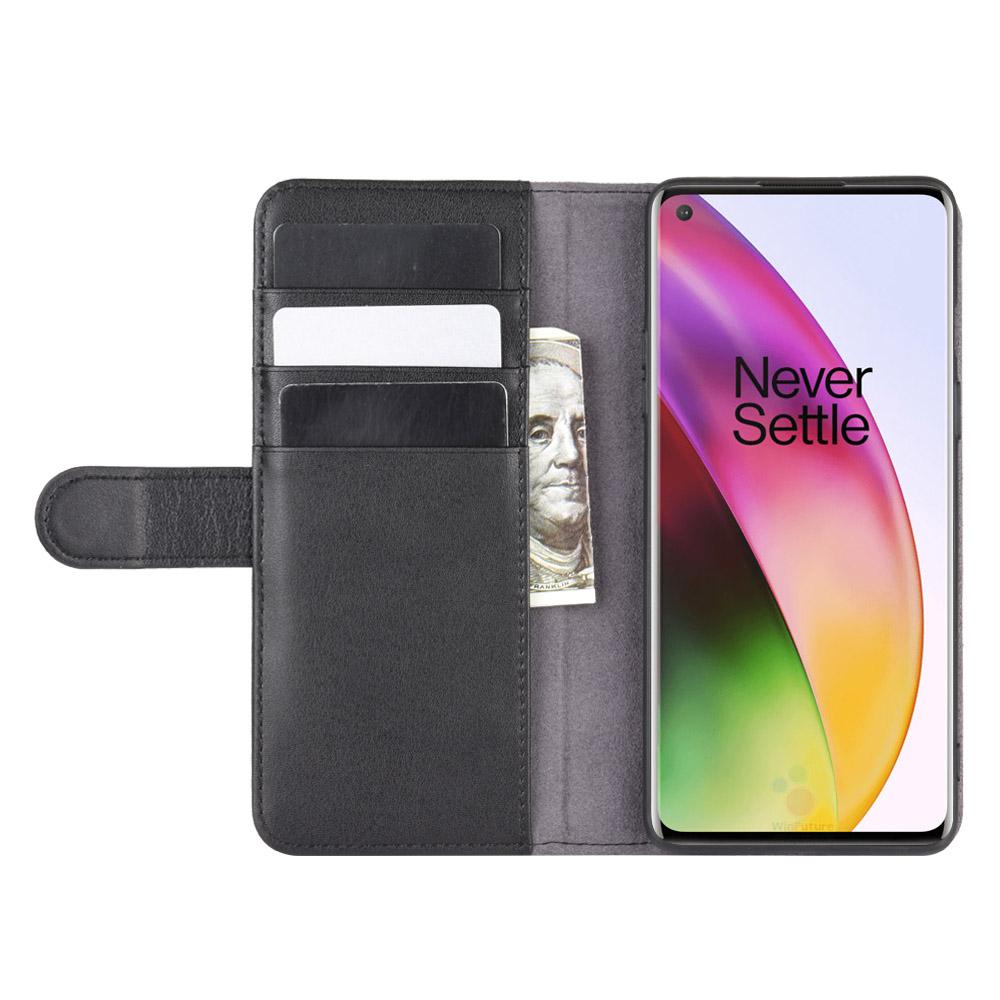  OnePlus 8 Echt lederen hoesje Zwart