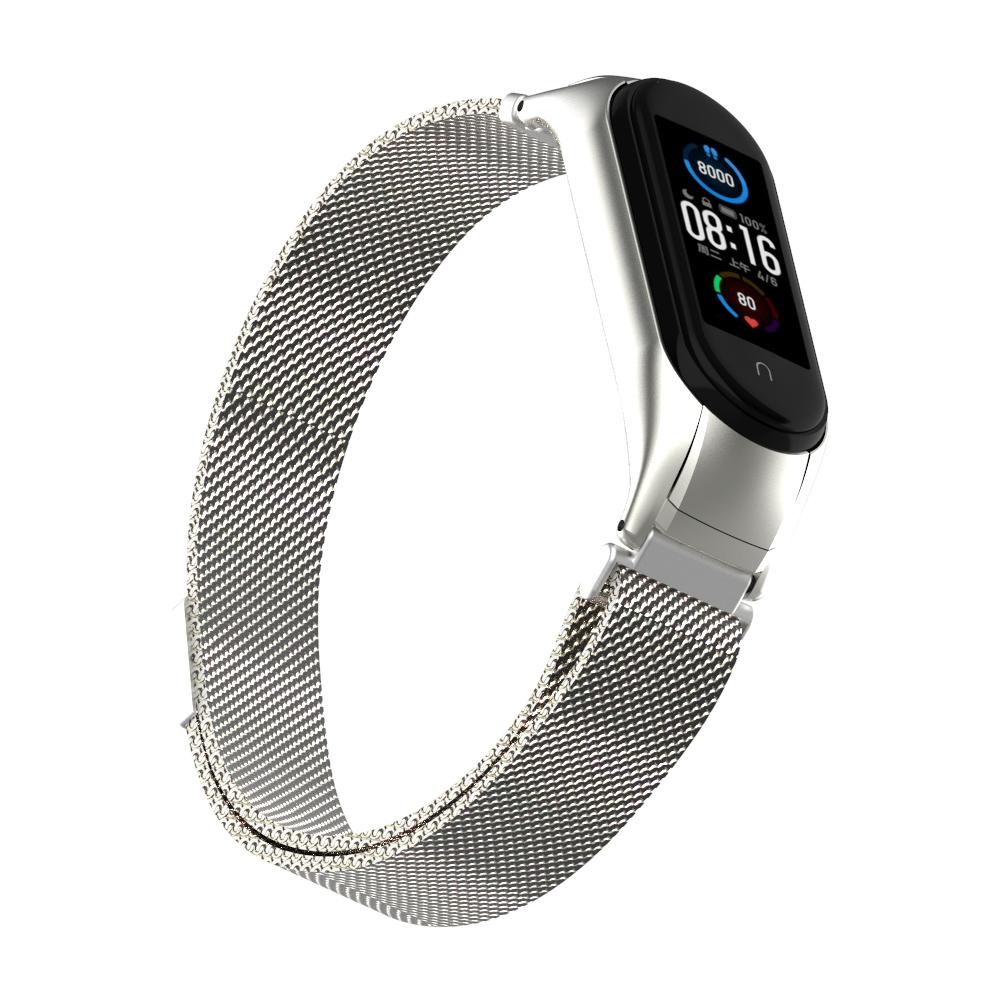 Xiaomi Mi Band 5/Mi Band 6 Milanese bandje Zilver