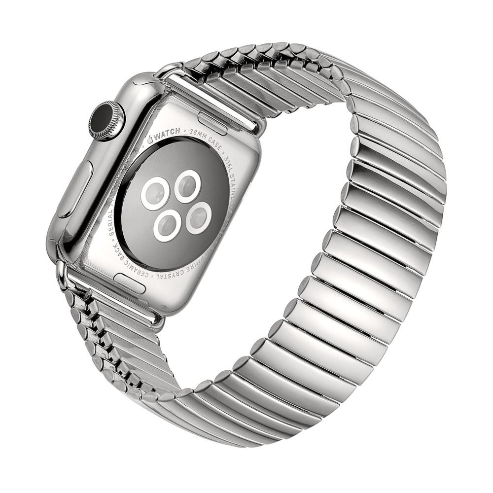 Apple Watch Ultra 49mm Elastische metalen armband zilver