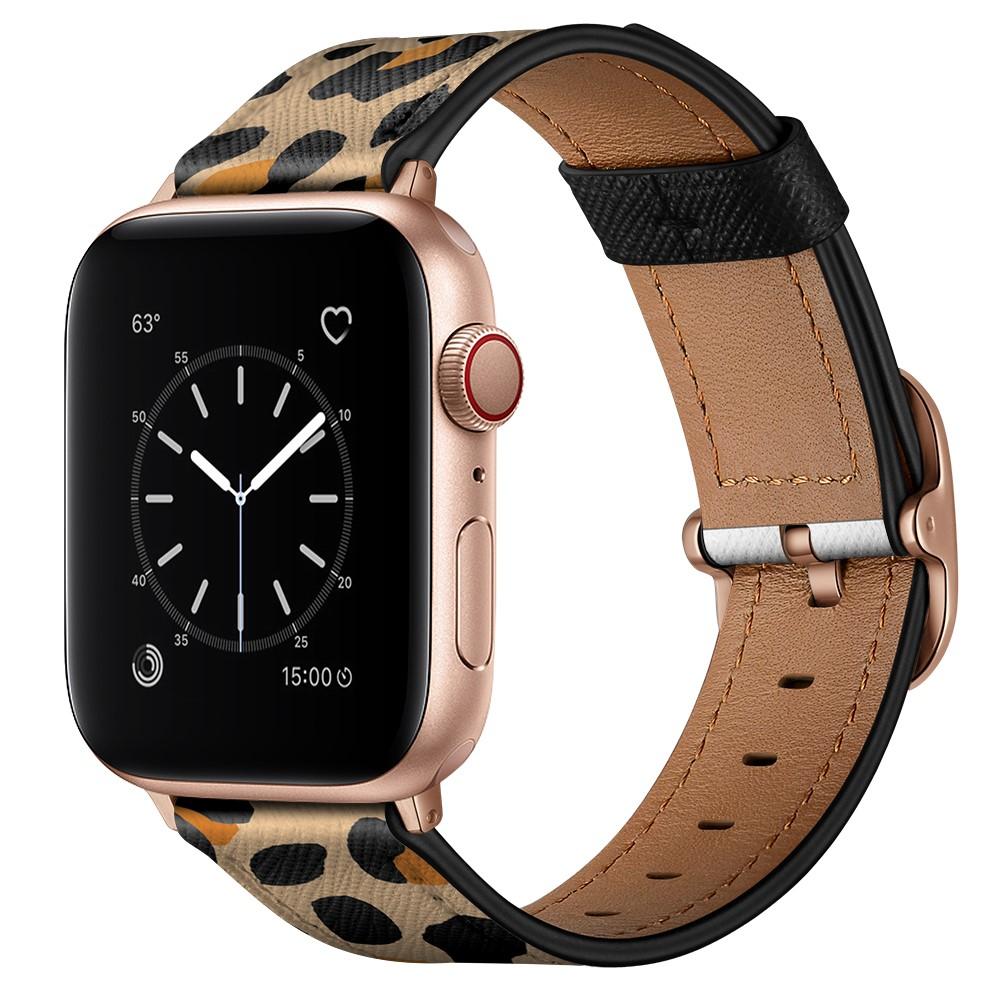 Apple Watch 44mm Leren bandje Luipaard