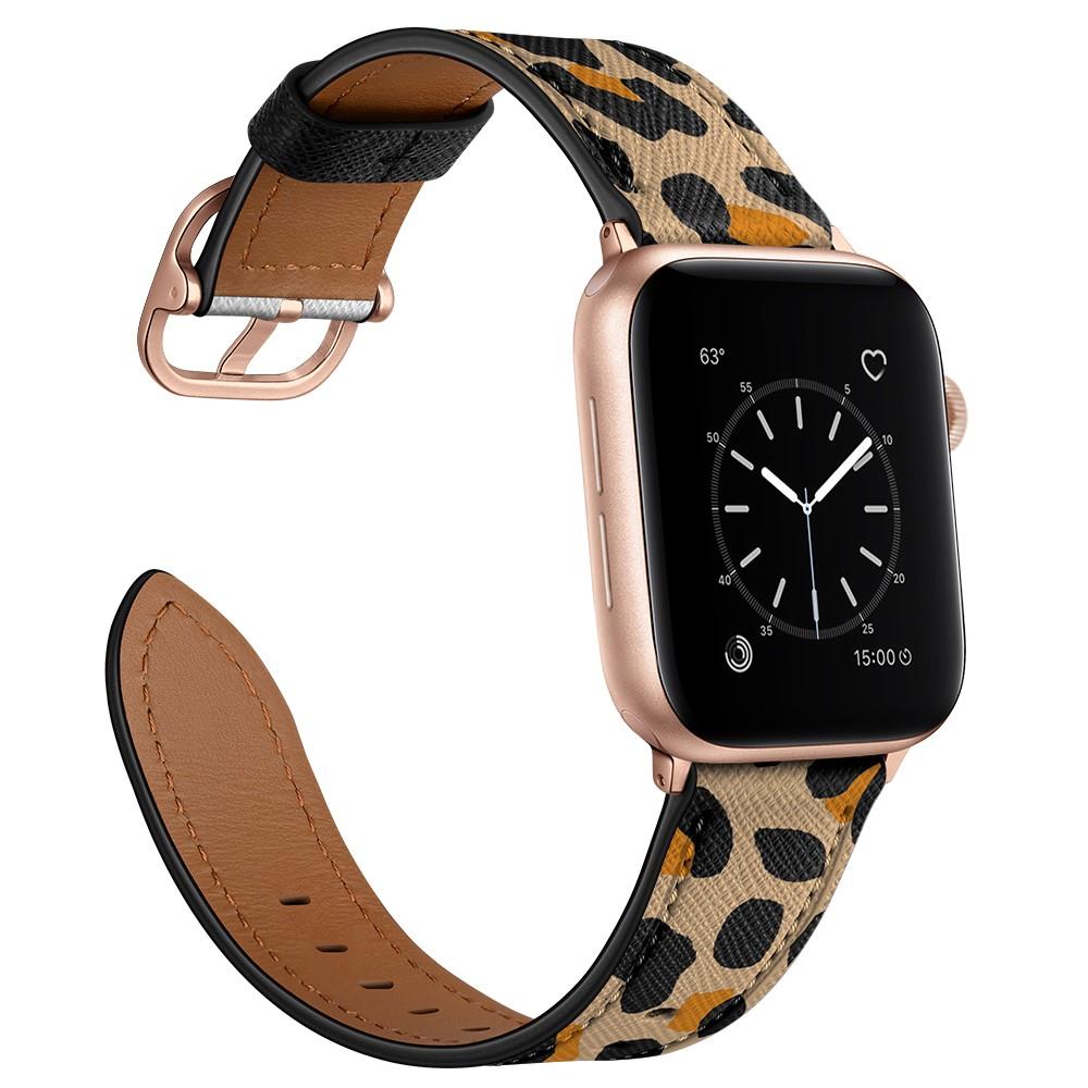 Apple Watch 44mm Leren bandje Luipaard