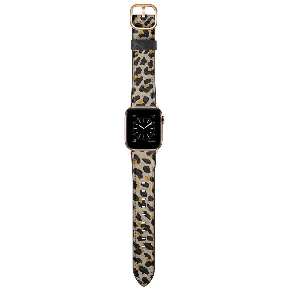 Apple Watch Series 8 45mm Leren bandje Luipaard