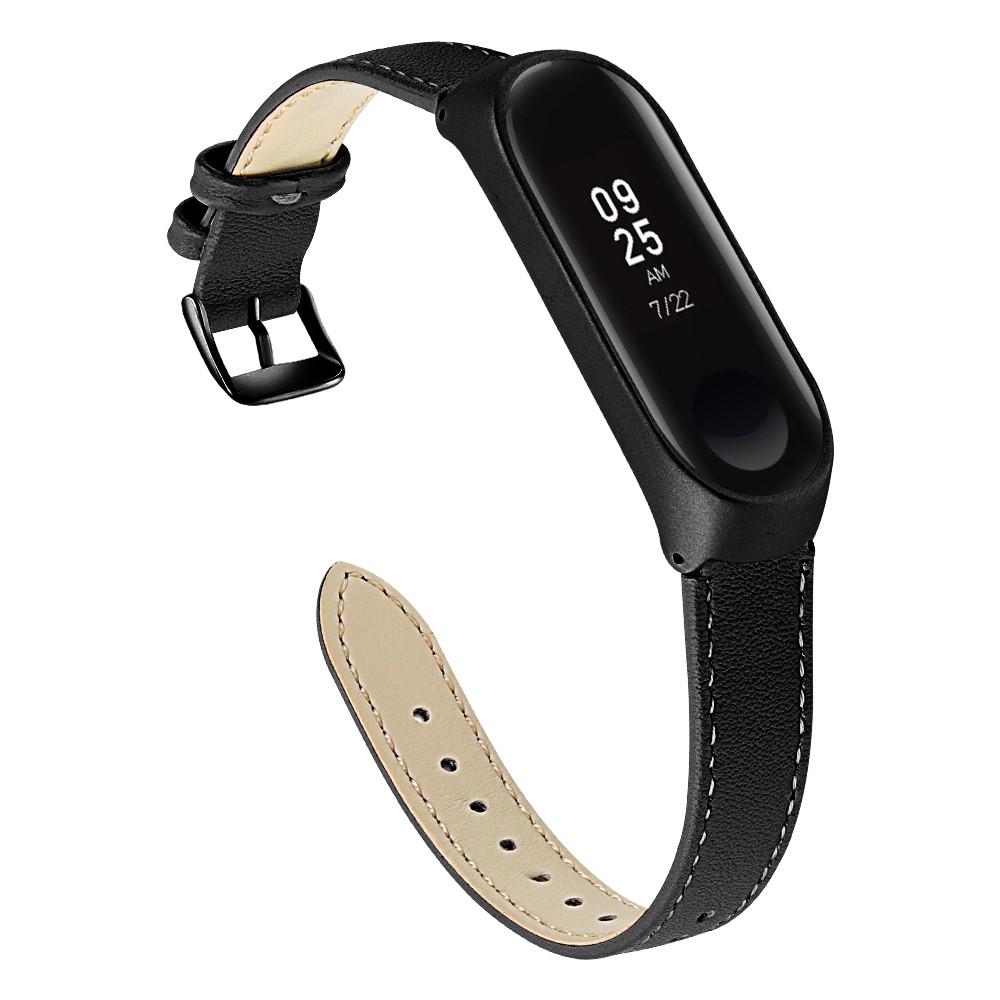 Xiaomi Mi Band 5/6 Leren bandje Zwart