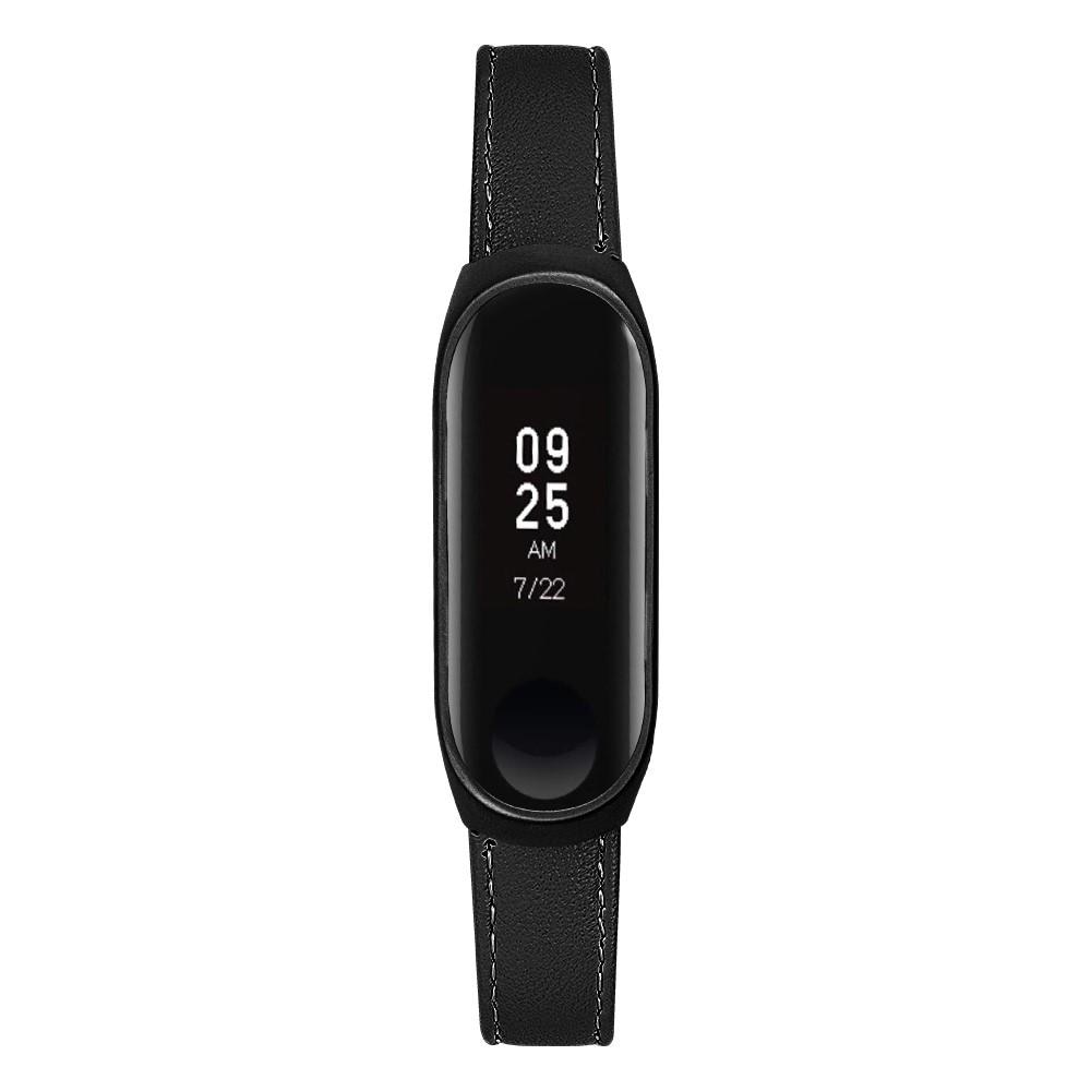 Xiaomi Mi Band 5/6 Leren bandje Zwart