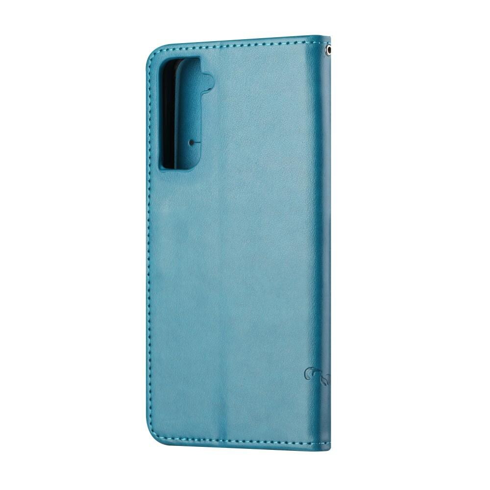 Samsung Galaxy S21 FE Leren vlinderhoesje Blauw