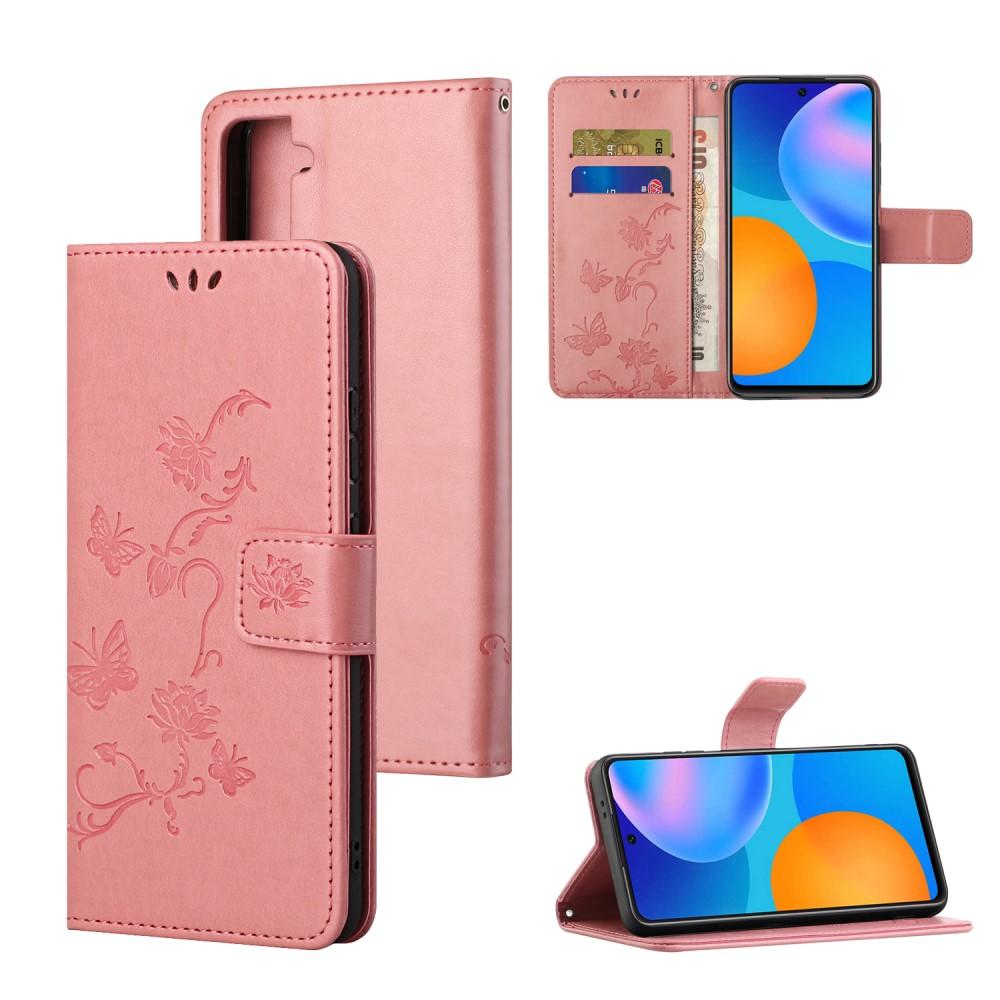 Samsung Galaxy S21 FE Leren vlinderhoesje Roze
