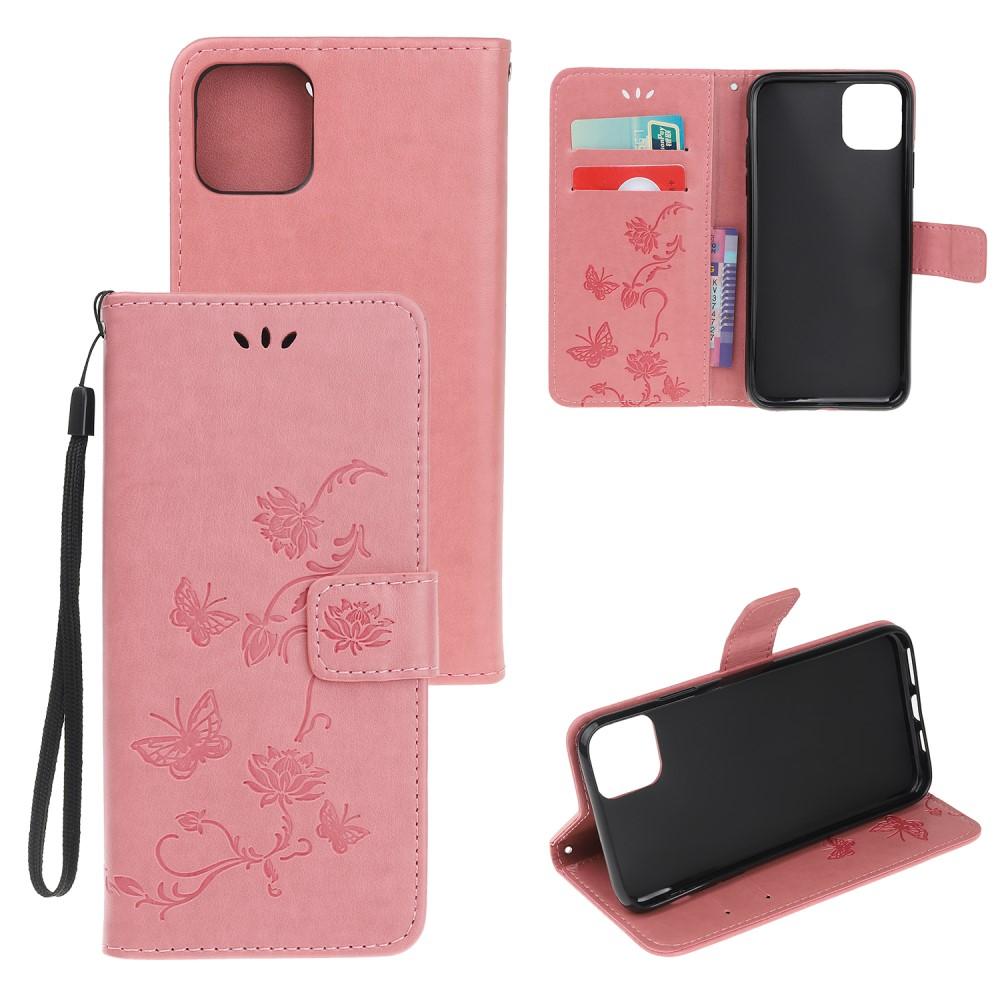 iPhone 12/12 Pro Leren vlinderhoesje Roze