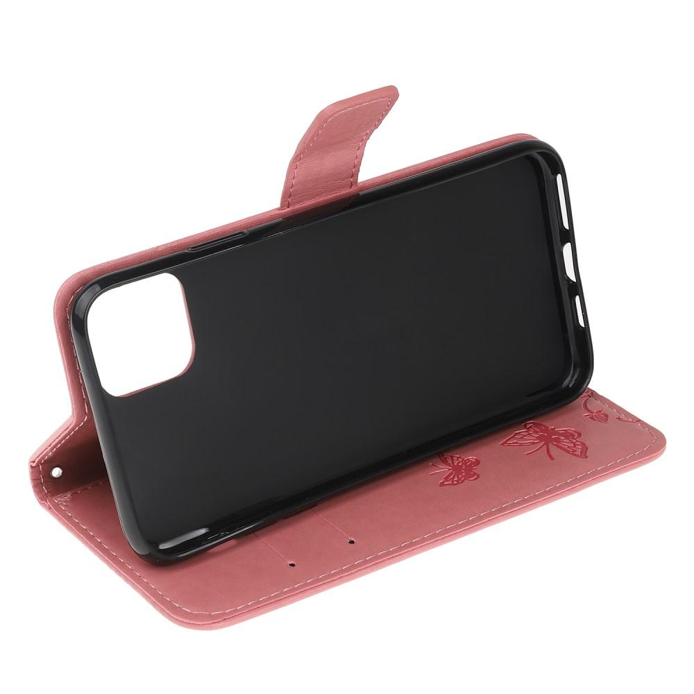 iPhone 12/12 Pro Leren vlinderhoesje Roze