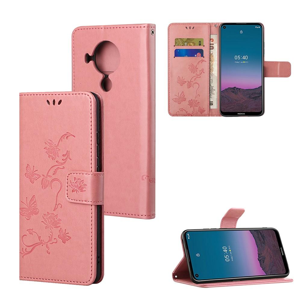 Nokia 5.4 Leren vlinderhoesje Roze