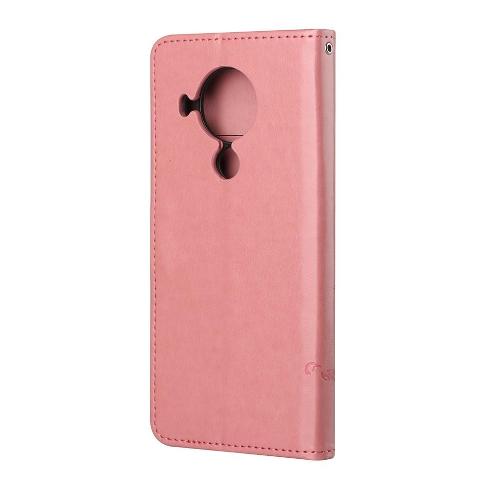 Nokia 5.4 Leren vlinderhoesje Roze