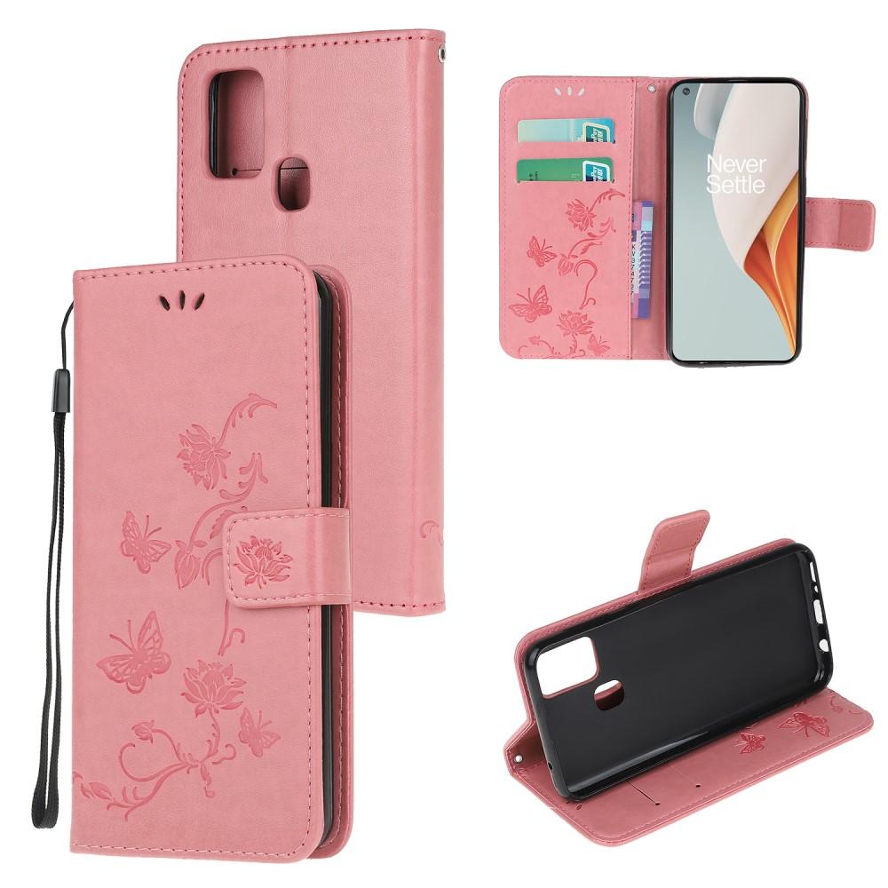  OnePlus Nord N100 Leren vlinderhoesje Roze