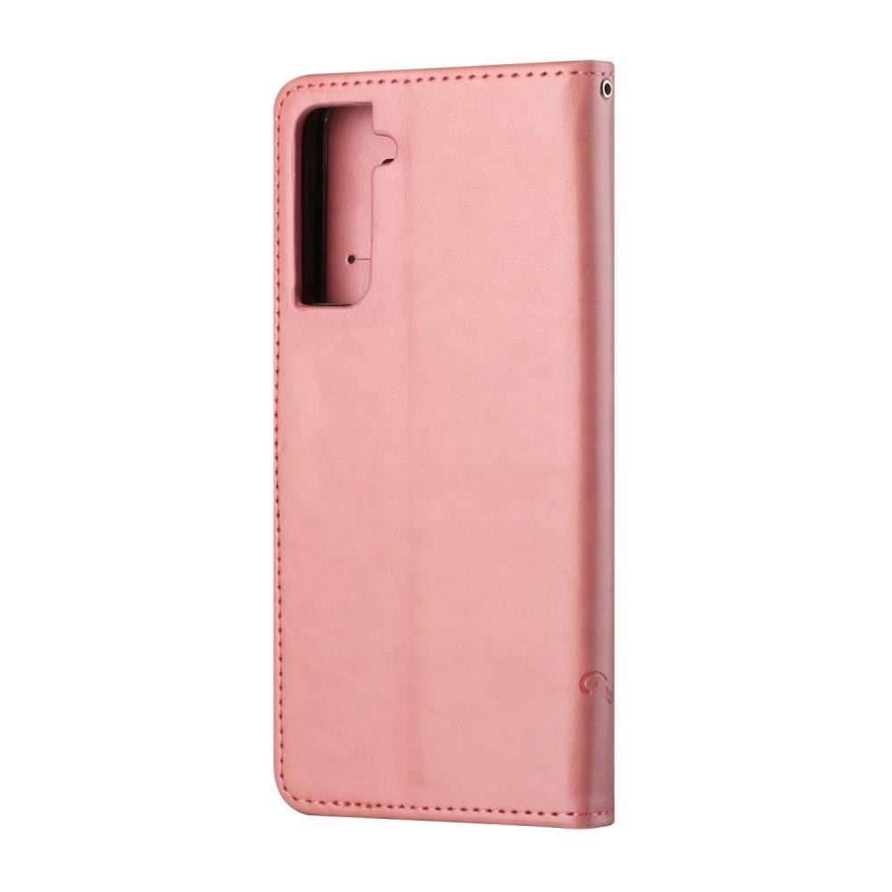 Samsung Galaxy S21 Leren vlinderhoesje Roze